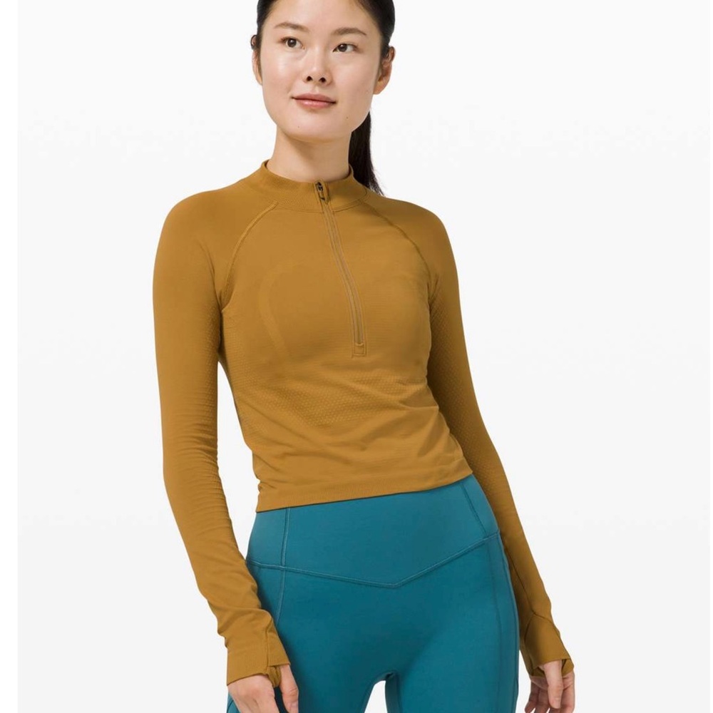 Lululemon Swiftly Tech 1/2 Zip 2.0 *Cool Spiced Bronze / Tuscan Gold EUC size 10